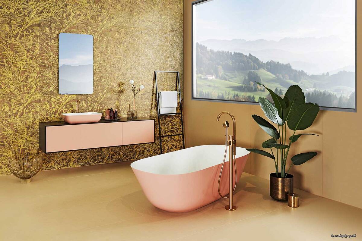 Die Badezimmermöbelkombination «Sabella Infinity 180» verbindet elegante Schönheit mit praktischer Funktionalität. Ihr harmonisches Design schafft eine ruhige Atmosphäre, während dezente Farbakzente für ein zeitloses Flair sorgen.  Sabag Biel/Bienne.