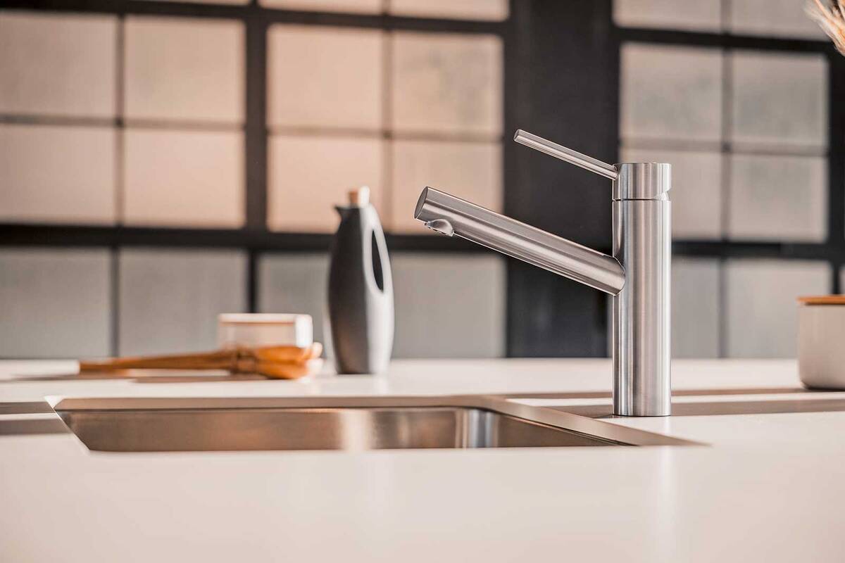 Die «Alterna ferris»-Armatur besteht aus massivem Edelstahl und verfügt über ein zeitloses Design. Sie ist rostfrei, korrosionssicher und sehr pflegeleicht. Ausserdem ist sie mit Schwenkauslauf oder Auszugbrause erhältlich. Sanitas Troesch AG.xx