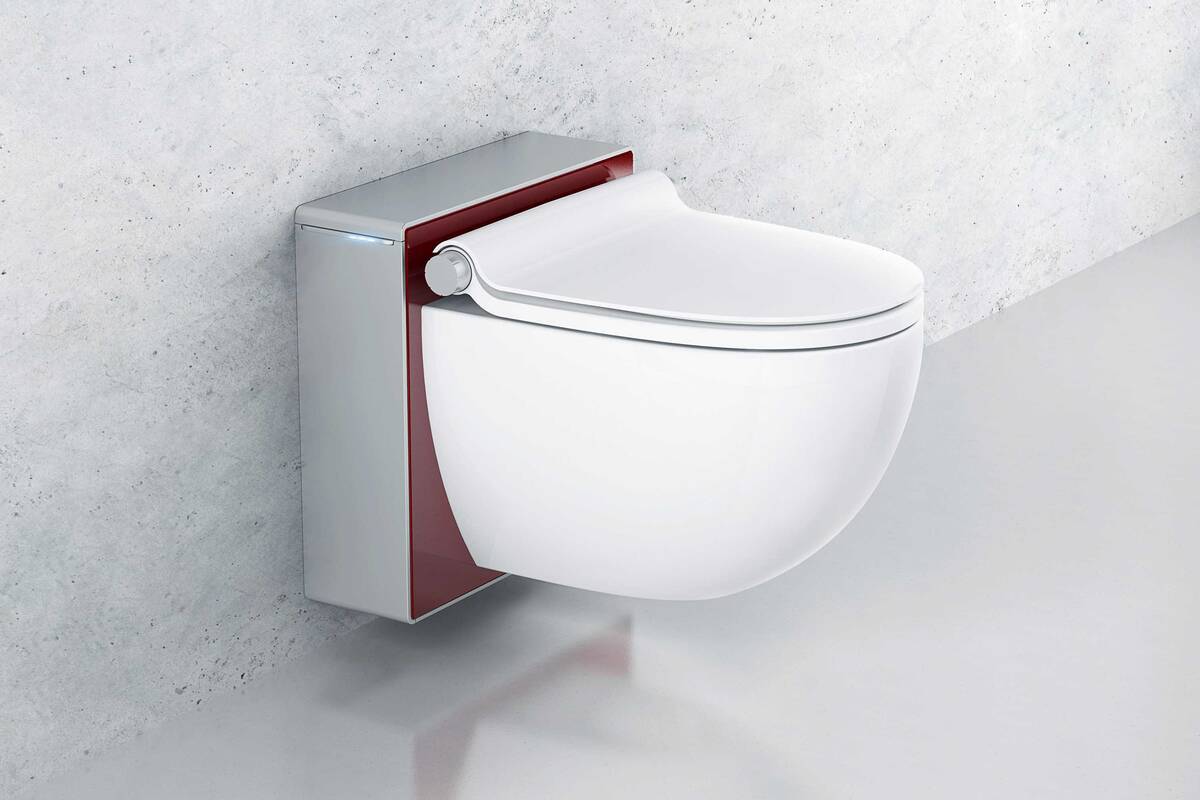 Ein mehrfach prämiertes Design zeichnet das Dusch-WC LaPreva «P1» aus. Besonders clever ist das individuell wählbare Farbkonzept. LaPreva AG.